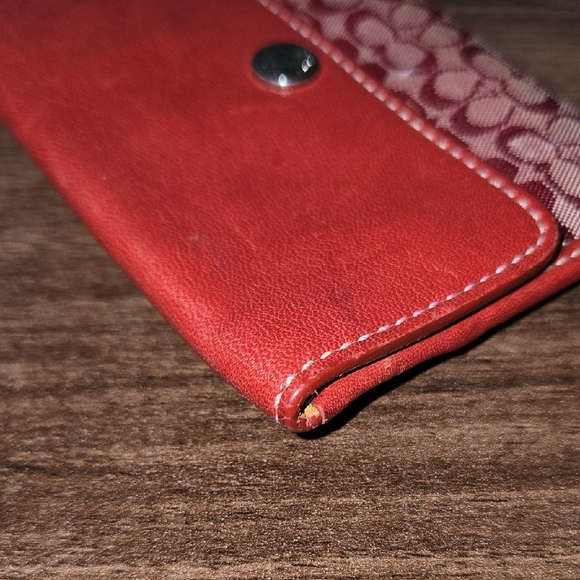 Coach Red Wallet with Signature Design - Picture 11 of 13